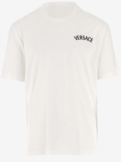 Versace Cotton T-shirt With Logo In White