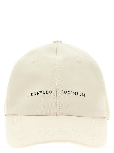 Brunello Cucinelli Logo Embroidery Cap In White