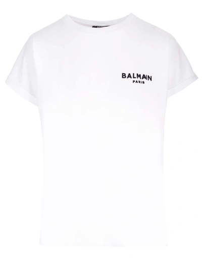 Balmain Flocked Logo T-shirt In White
