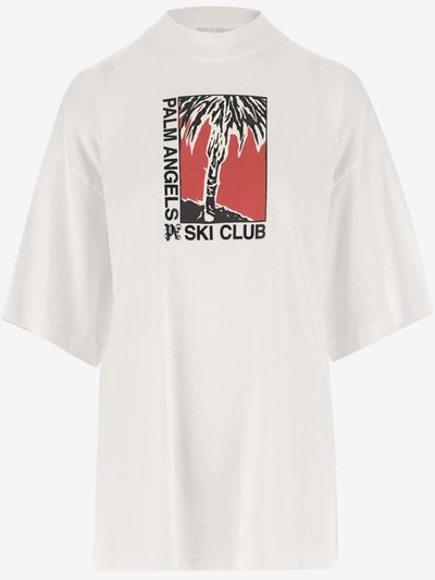 Palm Angels Oversized T-shirt With Graphic Print In White