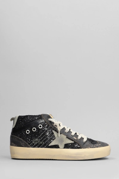 Golden Goose Mid Star Trainers In Black Glitter