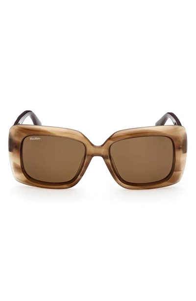 Max Mara 54mm Rectangular Sunglasses In Havana/ Brown