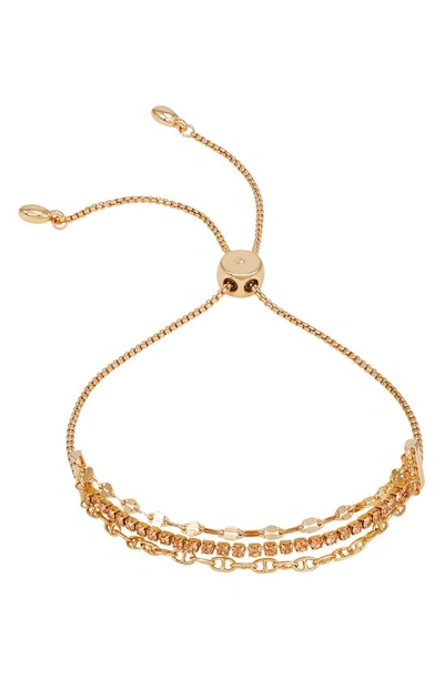 Vince Camuto Crystal Mixed Chain Slider Bracelet In Gold