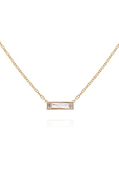 Vince Camuto Baguette Crystal Pendant Necklace In Gold