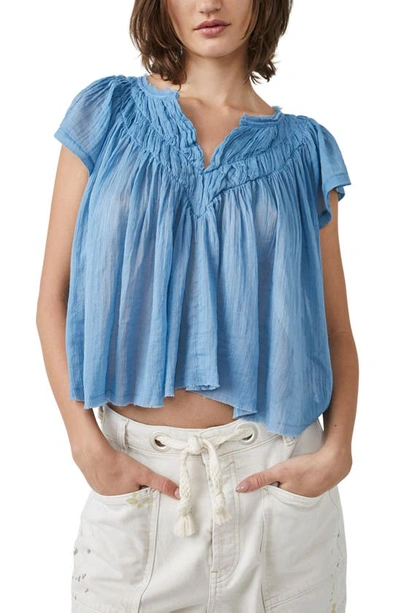 Free People Padma Flutter Sleeve Blouse In Coastal