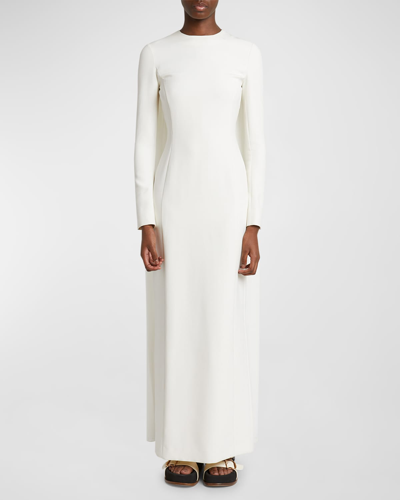 Gabriela Hearst Carlota Long-sleeve Cape Gown In Ivory