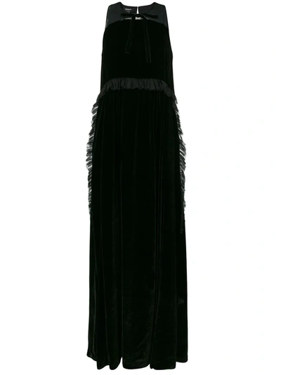 Rochas Long Silk Dress In Black