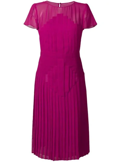 Capucci Pleated Flared Midi Dress - Pink
