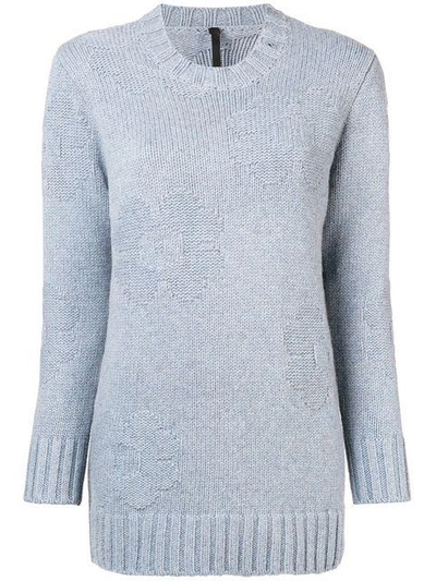 Sara Lanzi Flower Intarsia Knit Jumper In Blue