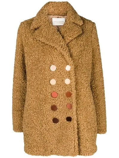 Marco De Vincenzo Double Breasted Coat In Brown