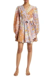 Mille Nan Floral Long Sleeve Cotton Wrap Dress In Palace