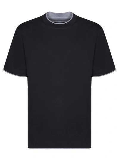 Brunello Cucinelli Contrastind Edges Black T-shirt