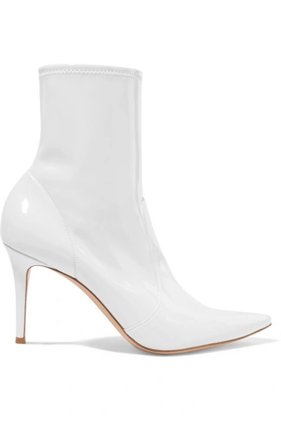 Gianvito Rossi 85 Patent-leather Ankle Boots In White