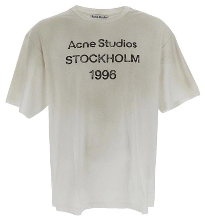 Acne Studios Logo Printed Crewneck T-shirt In Dusty White