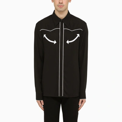 Balmain Black Shirt With Contrasting Arrows In Eab Noir Blanc