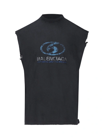 Balenciaga Worn-out Tank Top In Fade Blk Red Wh