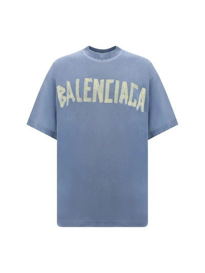 Balenciaga T-shirt In Faded Blue