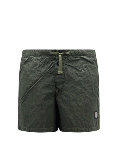 Stone Island Compass Patch Swim Shorts In Green