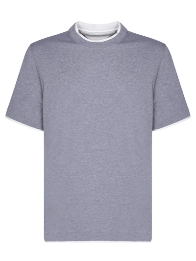 Brunello Cucinelli Contrasting Edges Grey T-shirt