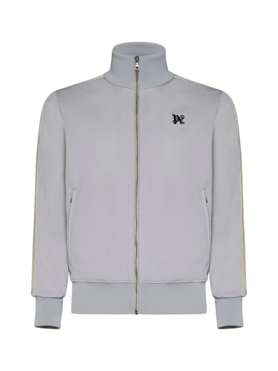Palm Angels Monogram Embroidered Zipped Jacket In Grigio