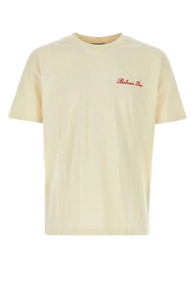 Balmain Sand Cotton T-shirt In Gsk Creme Multico