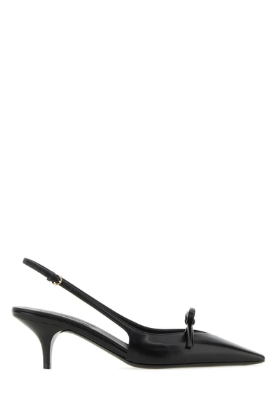 Miu Miu Black Leather Pumps In Nero