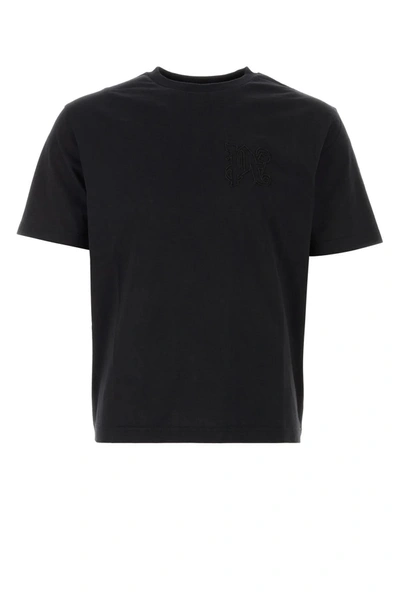 Palm Angels Black Cotton T-shirt In Nero