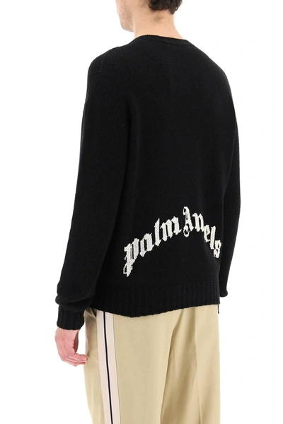 Palm Angels Curved Logo Sweater In Nero