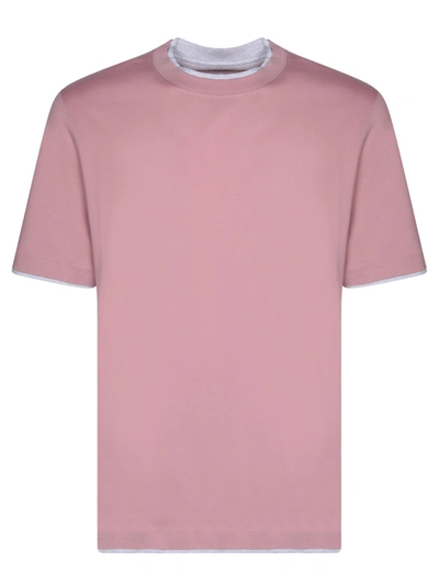 Brunello Cucinelli Contrasting Edges Pink T-shirt