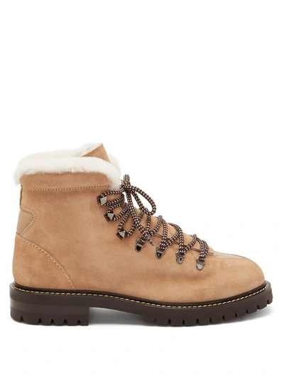 Valentino Garavani Rockstud-embellished Leather Hiking Boots In Neutrals