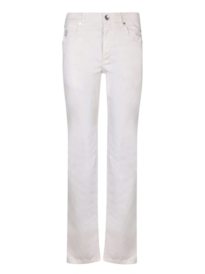 Brunello Cucinelli Five Pockets Beige Trousers In White