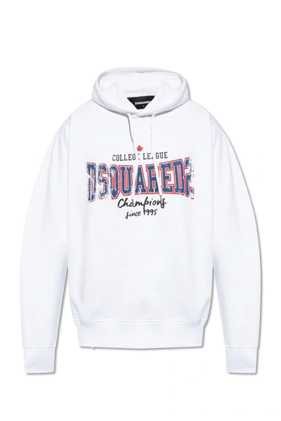 Dsquared2 College League Cool Fit Hoodie In White