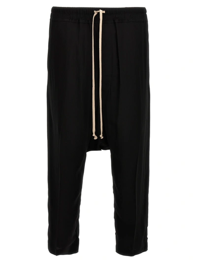Rick Owens Lido Drawstring Cropped Trousers In Black