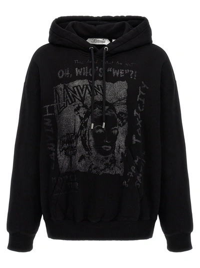 Lanvin Printed Hoodie Sweatshirt In Black
