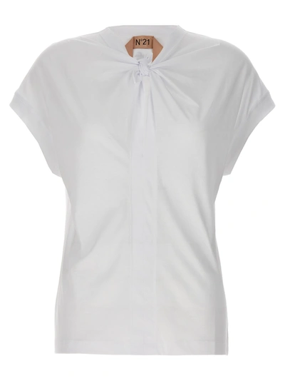 N°21 Knot Detail T-shirt In White