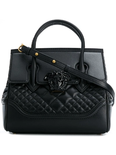 Versace Quilted Medusa Logo Shoulder Bag - Black