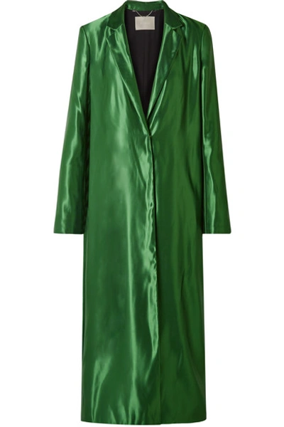 Jason Wu Liquid Satin Single-breasted Long Coat, Green In Green