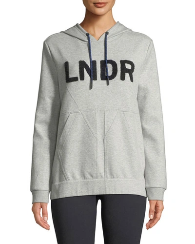 Lndr College Hooded Boucle-logo Jersey Sweatshirt In Gray