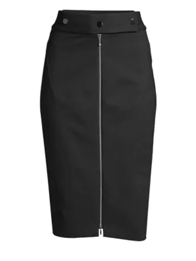 Elie Tahari Genisis Zip-front Knee-length Pencil Skirt In Black