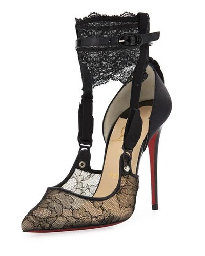 Christian Louboutin Hotnat Red Sole Pumps In Black