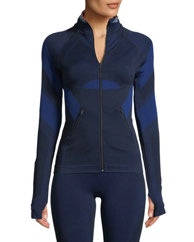 Lndr Spright Zip-front Fitted Paneled Performance Jacket In Navy