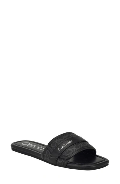 Calvin Klein Bonica Slide Sandal In Black Logo