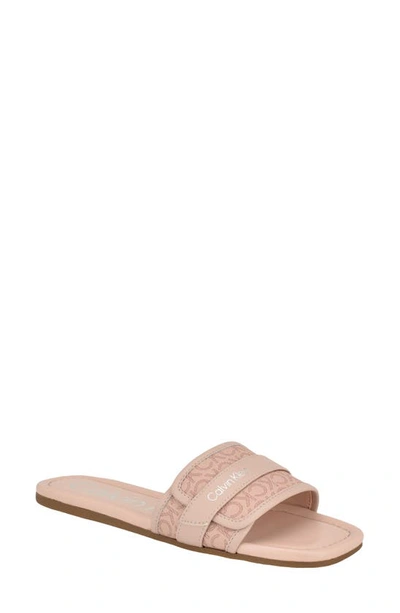 Calvin Klein Bonica Slide Sandal In Light Pink Logo