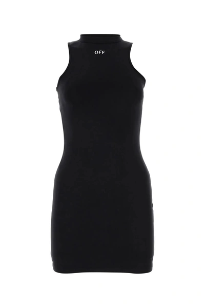 Off-white Black Stretch Nylon Mini Dress In Black Whit
