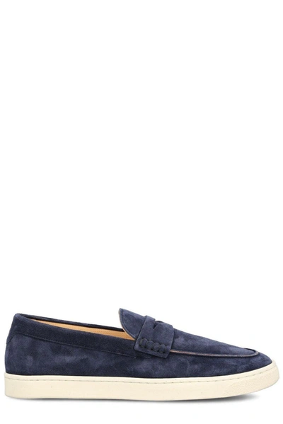 Brunello Cucinelli Penny-slot Round-toe Loafers In Blue