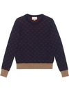 Gucci Gg Jacquard Sweater In Blue Red