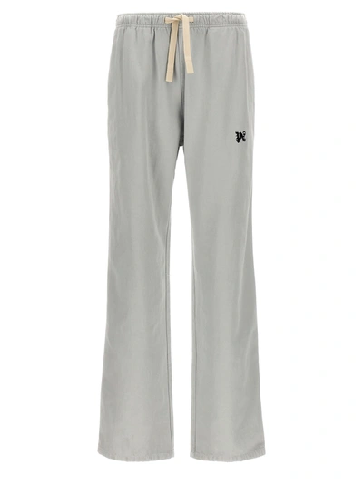 Palm Angels Monogram Travel Trousers In Grey