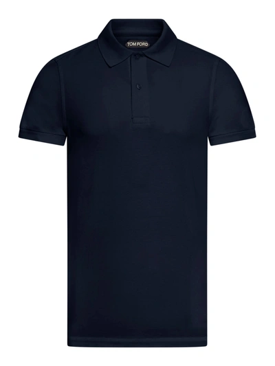 Tom Ford Cut And Sewn Polo Shrt Knitted In Ink