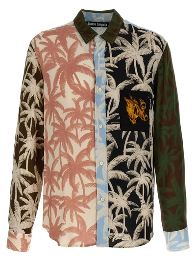 Palm Angels Patchwork Palms Shirt In Multicolor