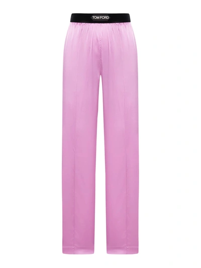 Tom Ford Stretch Silk Satin Pj Pants In Violet